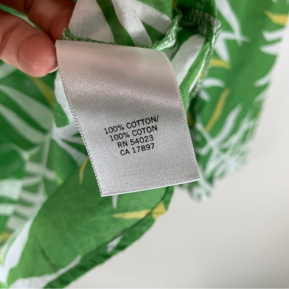 Banana republic green palm print blouse Hawaiian 100% cotton button up XS top - Picture 5 of 11